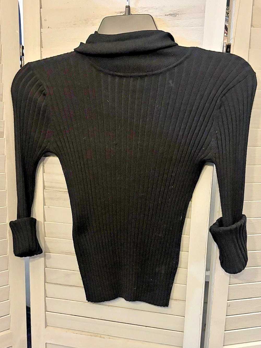 Nine West Ribbed Turtleneck Sweater Black Size Small